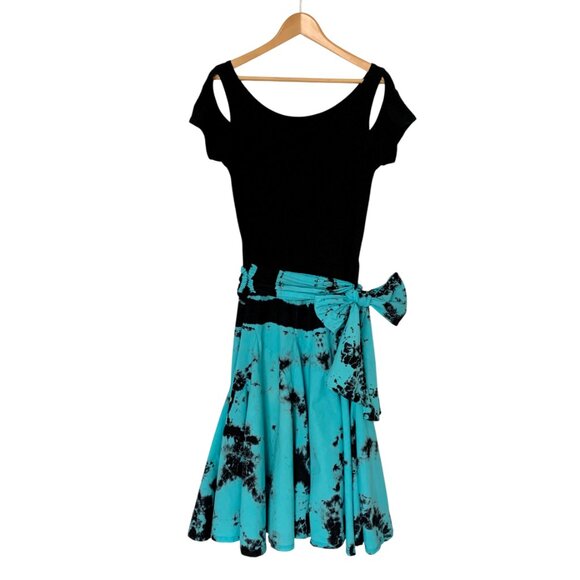 Vintage 90’s Punk Goth Whimsigoth Black Teal Dress Witch Sultry Fairy Rad - Picture 2 of 16